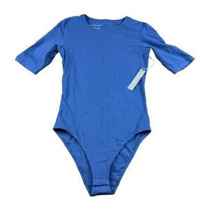 EVERLANE Blue Short Sleeve Bodysuit Size Small Pima Cotton Crew Neck